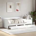 Casa si Gradina - Mobilier - Paturi si accesorii - Paturi - Cadru pat de zi cu sertare, alb, 90x200 cm, lemn prelucrat - Infinity.ro