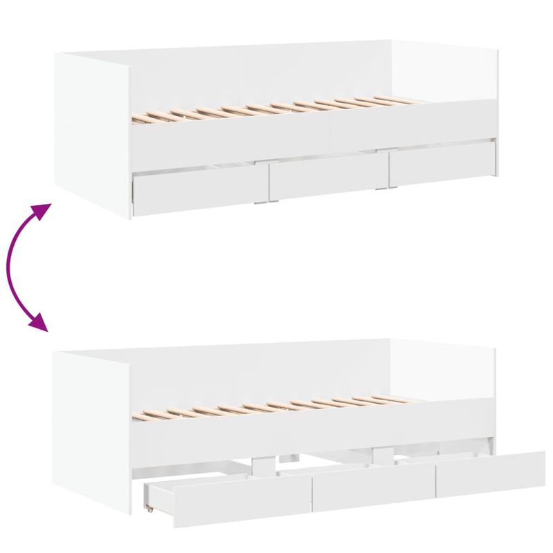 Casa si Gradina - Mobilier - Paturi si accesorii - Paturi - Cadru pat de zi cu sertare, alb, 90x200 cm, lemn prelucrat - Infinity.ro