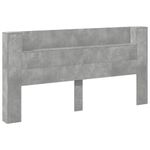 Casa si Gradina - Mobilier - Paturi si accesorii - Accesorii paturi - Tablie de pat cu dulap si LED, gri beton, 200x16,5x103,5 cm - Infinity.ro
