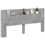 Casa si Gradina - Mobilier - Paturi si accesorii - Accesorii paturi - Tablie de pat cu dulap si LED, gri beton, 200x16,5x103,5 cm - Infinity.ro