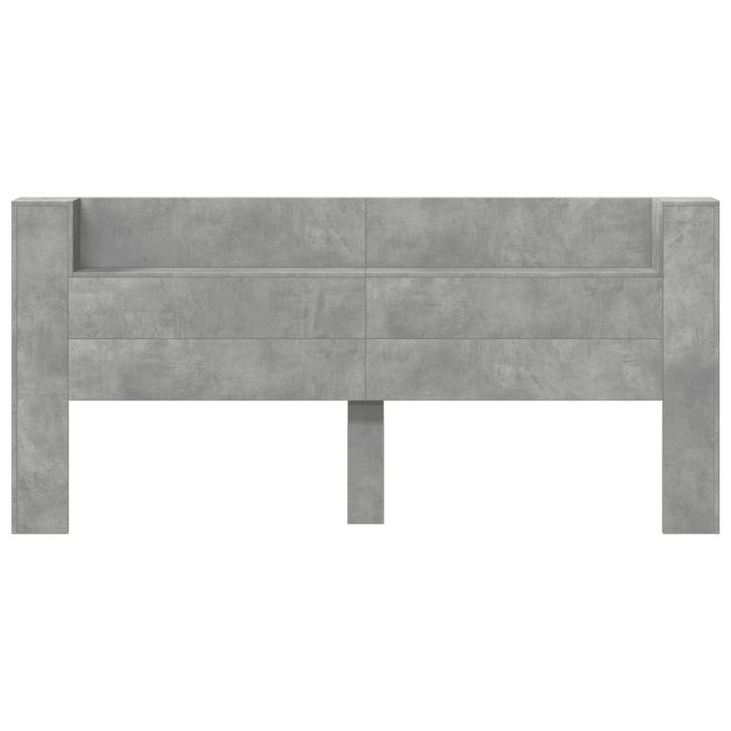 Casa si Gradina - Mobilier - Paturi si accesorii - Accesorii paturi - Tablie de pat cu dulap si LED, gri beton, 200x16,5x103,5 cm - Infinity.ro