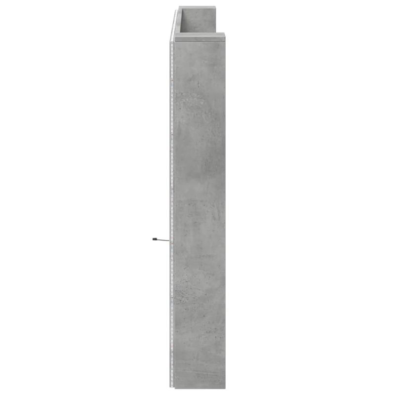 Casa si Gradina - Mobilier - Paturi si accesorii - Accesorii paturi - Tablie de pat cu dulap si LED, gri beton, 200x16,5x103,5 cm - Infinity.ro