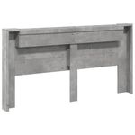 Casa si Gradina - Mobilier - Paturi si accesorii - Accesorii paturi - Tablie de pat cu dulap si LED, gri beton, 200x16,5x103,5 cm - Infinity.ro