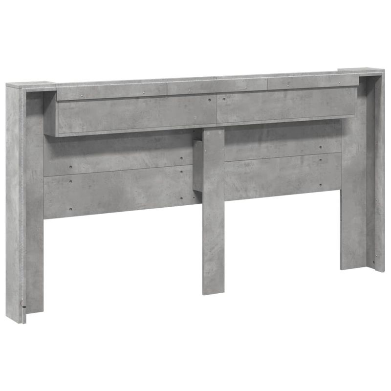 Casa si Gradina - Mobilier - Paturi si accesorii - Accesorii paturi - Tablie de pat cu dulap si LED, gri beton, 200x16,5x103,5 cm - Infinity.ro
