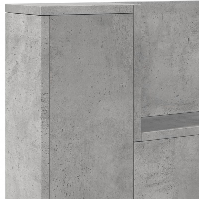 Casa si Gradina - Mobilier - Paturi si accesorii - Accesorii paturi - Tablie de pat cu dulap si LED, gri beton, 200x16,5x103,5 cm - Infinity.ro