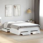 Casa si Gradina - Mobilier - Paturi si accesorii - Paturi - Cadru de pat cu sertare, alb, 135x190 cm, lemn prelucrat - Infinity.ro