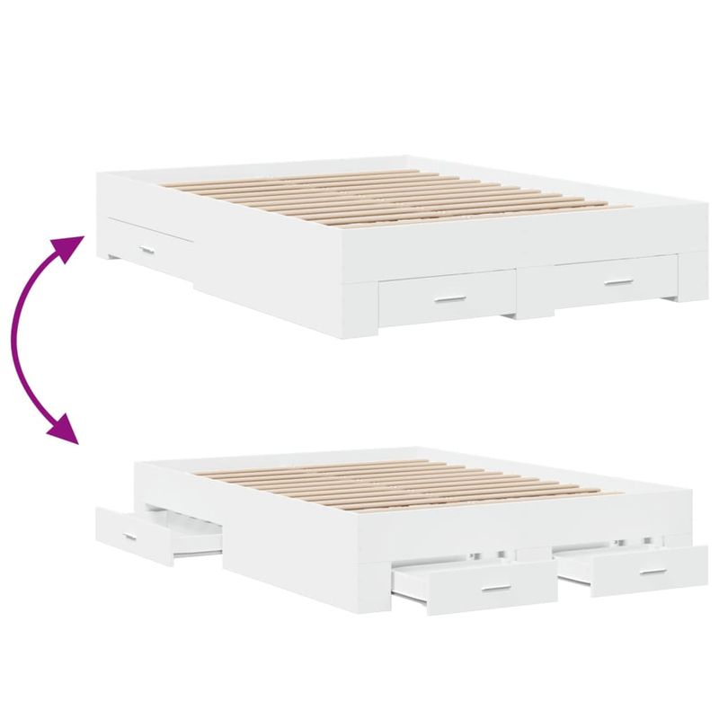 Casa si Gradina - Mobilier - Paturi si accesorii - Paturi - Cadru de pat cu sertare, alb, 135x190 cm, lemn prelucrat - Infinity.ro