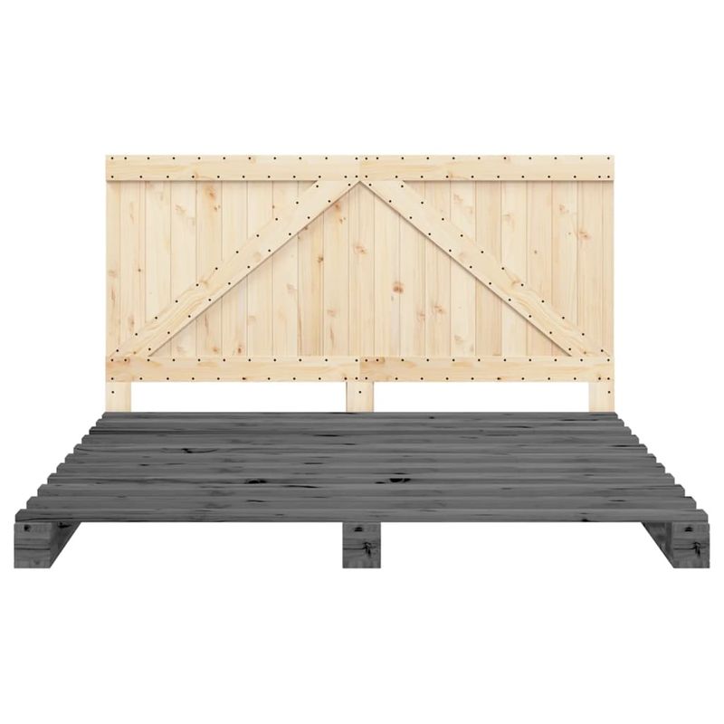 Casa si Gradina - Mobilier - Paturi si accesorii - Paturi - Cadru pat cu tablie 200x200 cm, lemn masiv de pin, model with triangle headboard - Infinity.ro