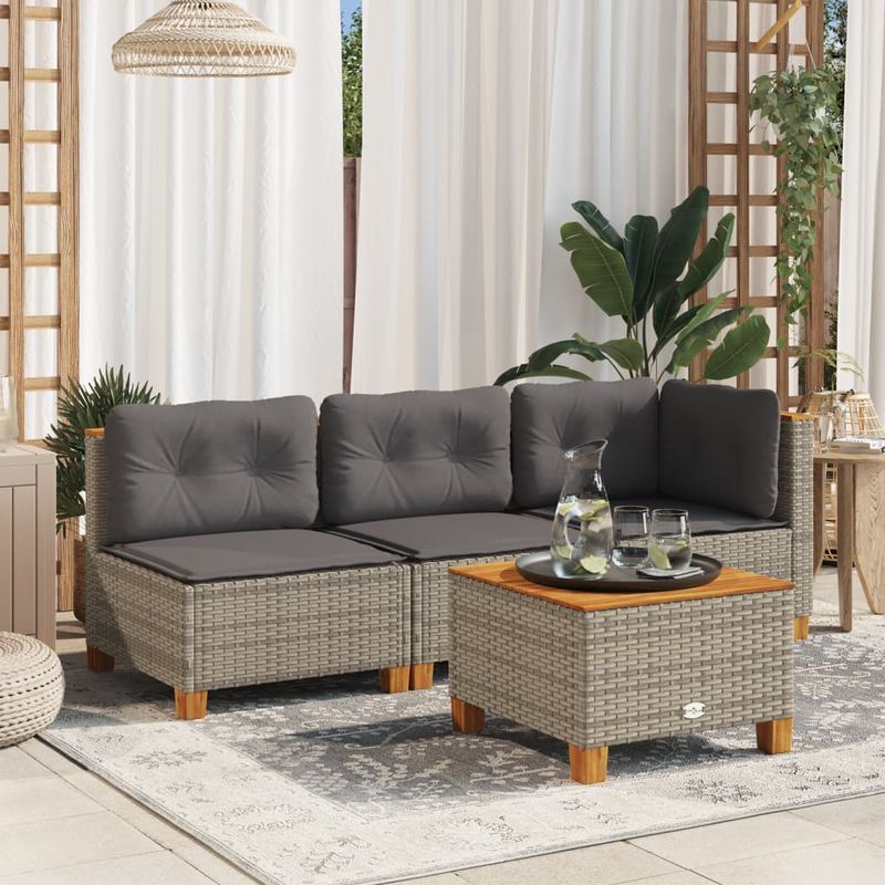 Casa si Gradina - Gradina si terasa - Mobilier exterior - Canapele si fotolii gradina - Canapea de gradina cu perne, cu 3 locuri, gri, poliratan - Infinity.ro