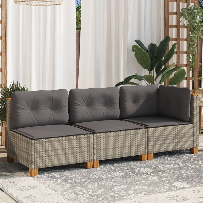 Casa si Gradina - Gradina si terasa - Mobilier exterior - Canapele si fotolii gradina - Canapea de gradina cu perne, cu 3 locuri, gri, poliratan - Infinity.ro