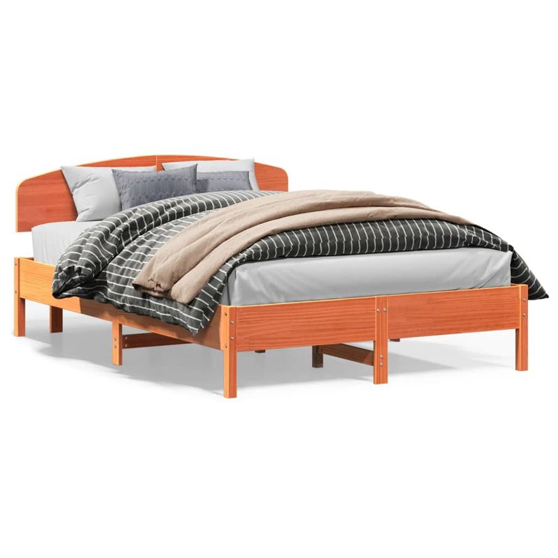 Casa si Gradina - Mobilier - Paturi si accesorii - Paturi - Cadru de pat cu tablie, maro ceruit, 160x200 cm, lemn masiv pin - Infinity.ro