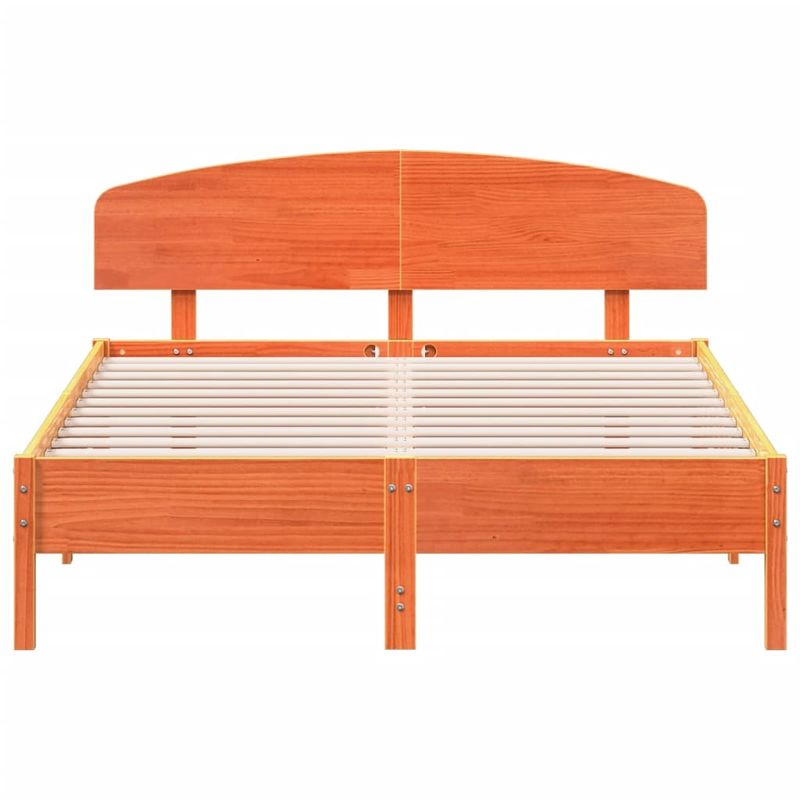 Casa si Gradina - Mobilier - Paturi si accesorii - Paturi - Cadru de pat cu tablie, maro ceruit, 160x200 cm, lemn masiv pin - Infinity.ro