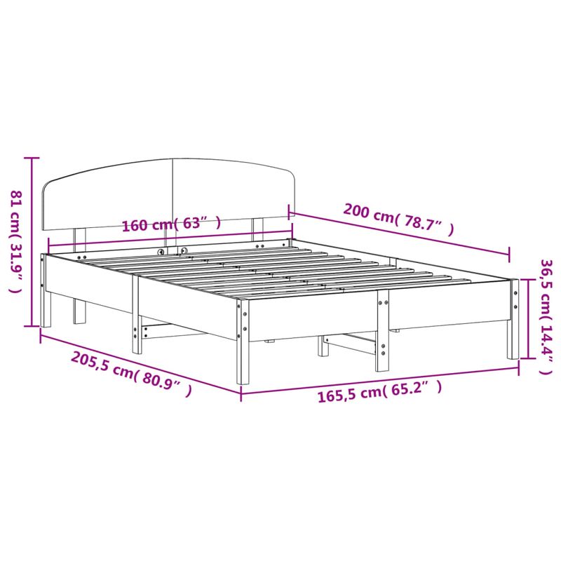 Casa si Gradina - Mobilier - Paturi si accesorii - Paturi - Cadru de pat cu tablie, maro ceruit, 160x200 cm, lemn masiv pin - Infinity.ro