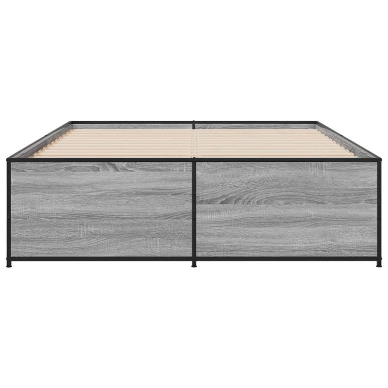 Casa si Gradina - Mobilier - Paturi si accesorii - Paturi - Cadru de pat, gri sonoma, 135x190 cm, lemn prelucrat si metal - Infinity.ro