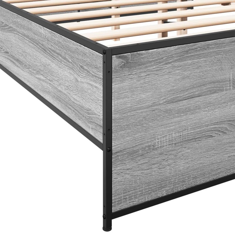 Casa si Gradina - Mobilier - Paturi si accesorii - Paturi - Cadru de pat, gri sonoma, 135x190 cm, lemn prelucrat si metal - Infinity.ro