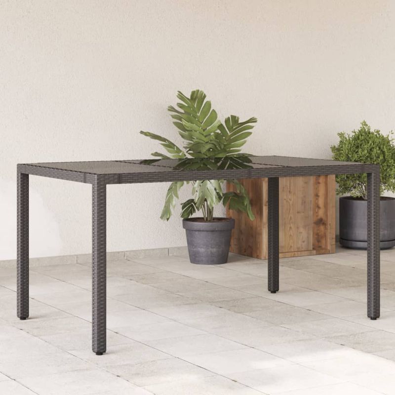 Casa si Gradina - Gradina si terasa - Mobilier exterior - Mese gradina - Masa gradina cu blat din sticla, negru, 150x90x75 cm, poliratan - Infinity.ro