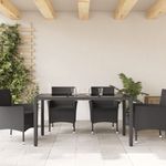 Casa si Gradina - Gradina si terasa - Mobilier exterior - Mese gradina - Masa gradina cu blat din sticla, negru, 150x90x75 cm, poliratan - Infinity.ro