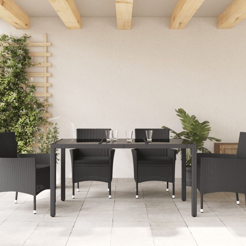 Casa si Gradina - Gradina si terasa - Mobilier exterior - Mese gradina - Masa gradina cu blat din sticla, negru, 150x90x75 cm, poliratan - Infinity.ro