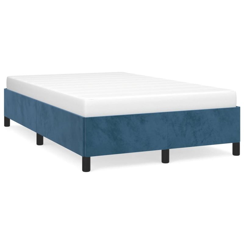 Casa si Gradina - Mobilier - Paturi si accesorii - Paturi - Cadru de pat, albastru inchis, 120x190 cm, catifea, înălțime 33.5 cm - Infinity.ro