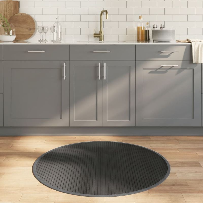 Casa si Gradina - Textile si covoare - Covoare - Covoare casa - Covor rotund, gri, 100 cm, bambus - Infinity.ro