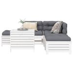 Casa si Gradina - Gradina si terasa - Mobilier exterior - Seturi mobila gradina - Set canapea de gradina, 6 piese, alb, lemn masiv pin - Infinity.ro
