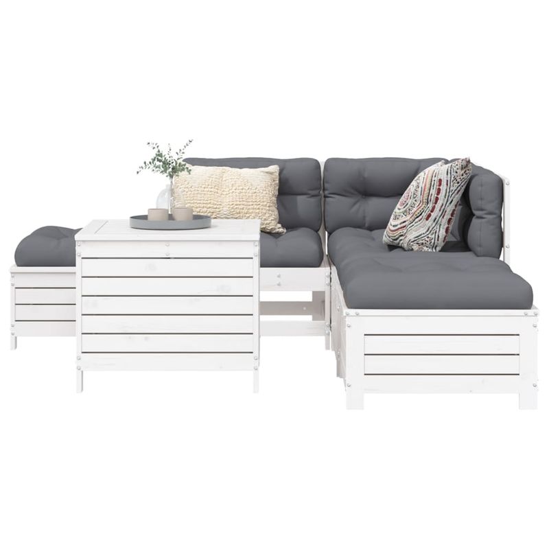 Casa si Gradina - Gradina si terasa - Mobilier exterior - Seturi mobila gradina - Set canapea de gradina, 6 piese, alb, lemn masiv pin - Infinity.ro