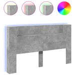 Casa si Gradina - Mobilier - Paturi si accesorii - Accesorii paturi - Tablie de pat cu dulap si LED, gri beton, 180x16,5x103,5 cm - Infinity.ro