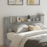 Casa si Gradina - Mobilier - Paturi si accesorii - Accesorii paturi - Tablie de pat cu dulap si LED, gri beton, 180x16,5x103,5 cm - Infinity.ro