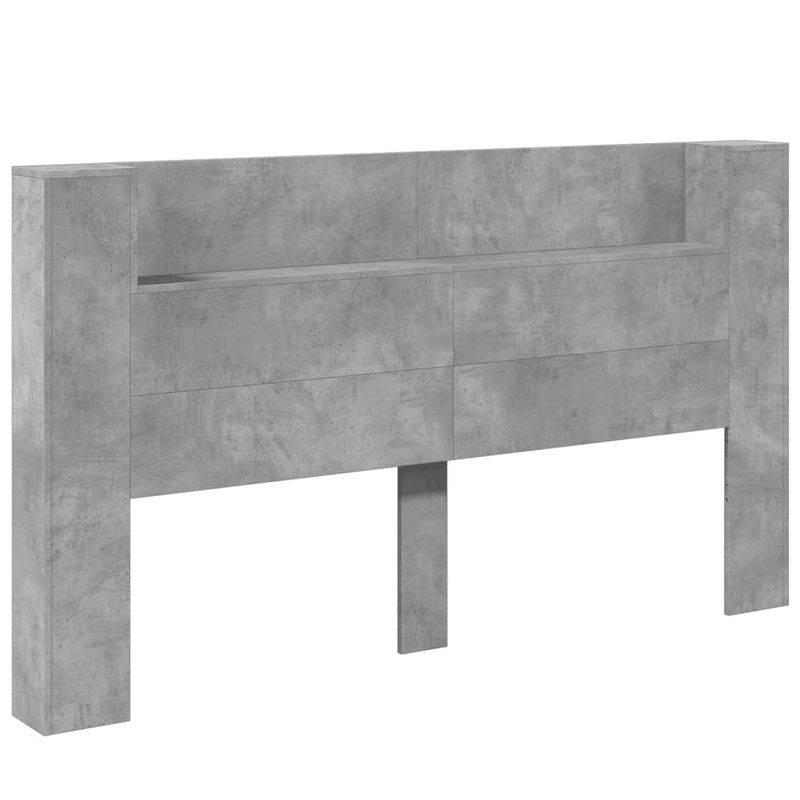 Casa si Gradina - Mobilier - Paturi si accesorii - Accesorii paturi - Tablie de pat cu dulap si LED, gri beton, 180x16,5x103,5 cm - Infinity.ro