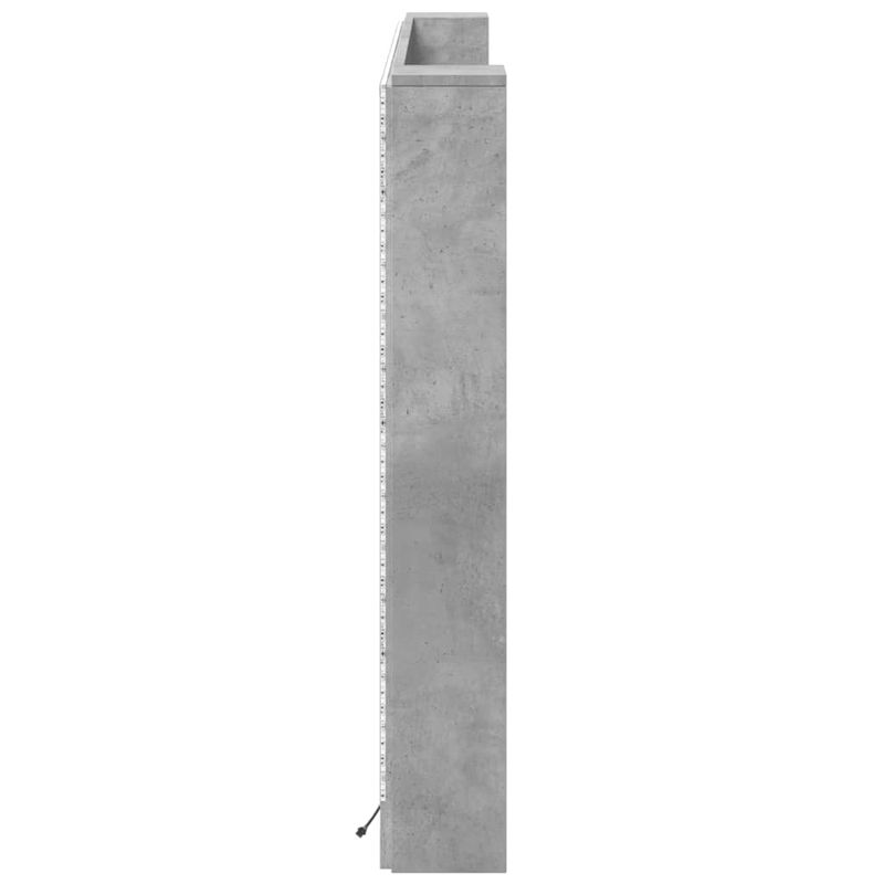 Casa si Gradina - Mobilier - Paturi si accesorii - Accesorii paturi - Tablie de pat cu dulap si LED, gri beton, 180x16,5x103,5 cm - Infinity.ro