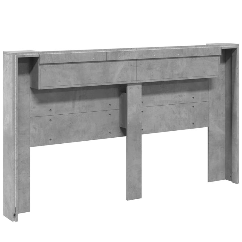 Casa si Gradina - Mobilier - Paturi si accesorii - Accesorii paturi - Tablie de pat cu dulap si LED, gri beton, 180x16,5x103,5 cm - Infinity.ro