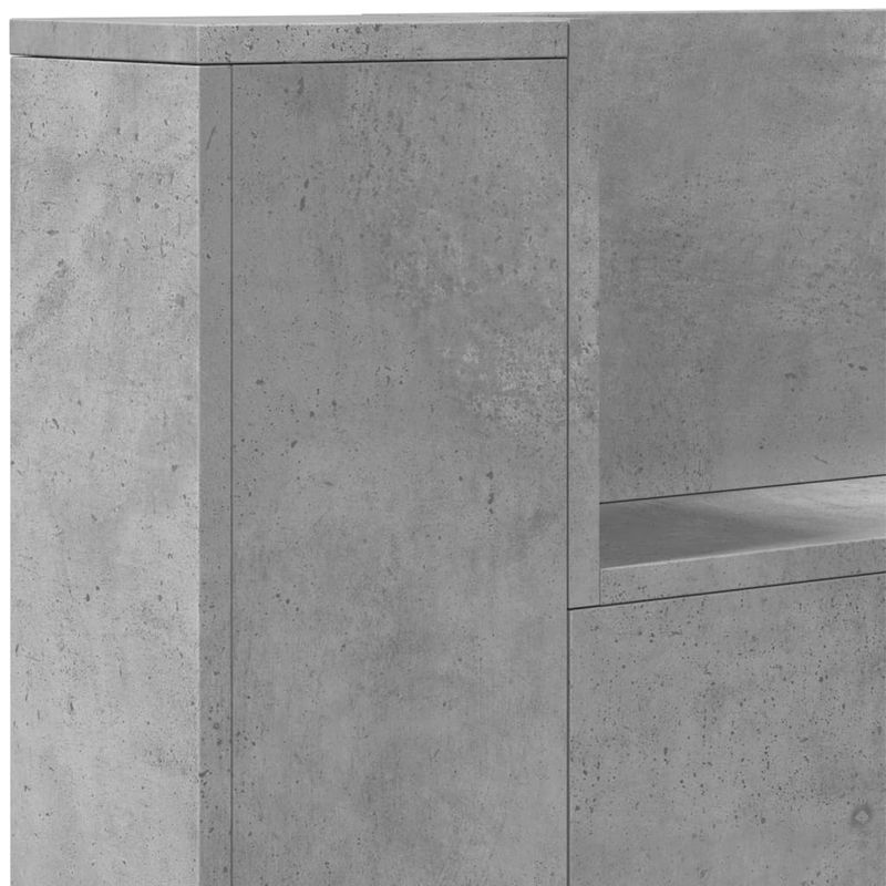 Casa si Gradina - Mobilier - Paturi si accesorii - Accesorii paturi - Tablie de pat cu dulap si LED, gri beton, 180x16,5x103,5 cm - Infinity.ro
