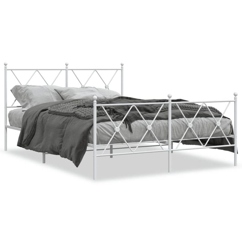Casa si Gradina - Mobilier - Paturi si accesorii - Paturi - Cadru de pat metalic cu tablie de cap/picioare, alb, 140x190 cm - Infinity.ro