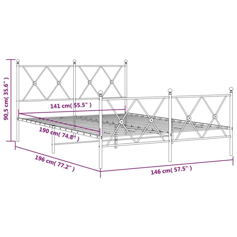 Casa si Gradina - Mobilier - Paturi si accesorii - Paturi - Cadru de pat metalic cu tablie de cap/picioare, alb, 140x190 cm - Infinity.ro