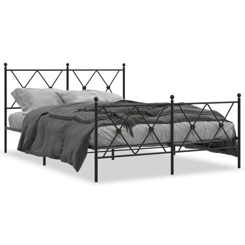 Casa si Gradina - Mobilier - Paturi si accesorii - Paturi - Cadru pat metalic cu tablie de cap/picioare, negru, 140x190 cm - Infinity.ro