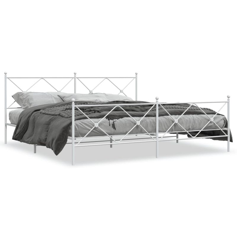 Casa si Gradina - Mobilier - Paturi si accesorii - Paturi - Cadru de pat metalic cu tablie, alb, 200x200 cm - Infinity.ro