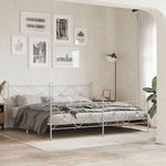 Casa si Gradina - Mobilier - Paturi si accesorii - Paturi - Cadru de pat metalic cu tablie, alb, 200x200 cm - Infinity.ro