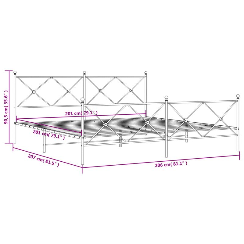 Casa si Gradina - Mobilier - Paturi si accesorii - Paturi - Cadru de pat metalic cu tablie, alb, 200x200 cm - Infinity.ro