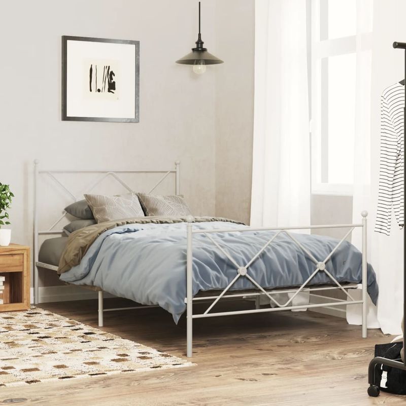 Casa si Gradina - Mobilier - Paturi si accesorii - Accesorii paturi - Tablie de pat metalica, alb, 107 cm - Infinity.ro