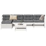 Casa si Gradina - Gradina si terasa - Mobilier exterior - Seturi mobila gradina - Set canapea de gradina, 6 piese, alb, lemn masiv pin - Infinity.ro