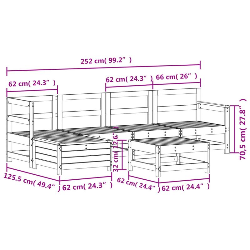 Casa si Gradina - Gradina si terasa - Mobilier exterior - Seturi mobila gradina - Set canapea de gradina, 6 piese, alb, lemn masiv pin - Infinity.ro
