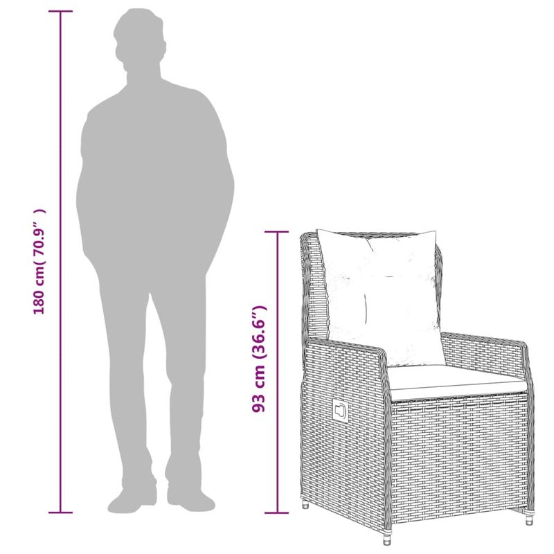 Casa si Gradina - Gradina si terasa - Mobilier exterior - Scaune si sezlonguri gradina - Scaune de gradina rabatabile cu perne, 2 buc., gri, poliratan - Infinity.ro