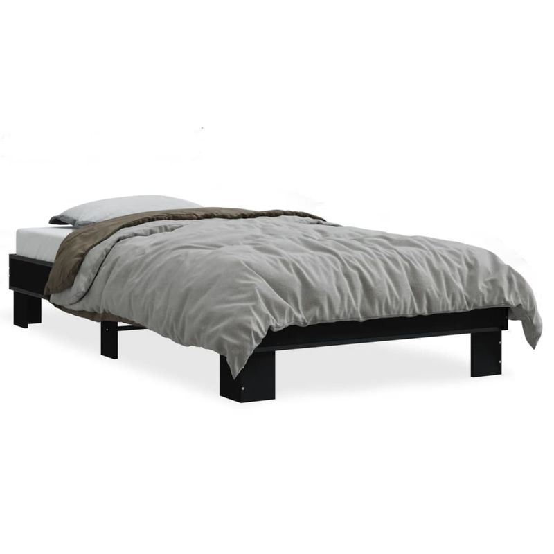 Casa si Gradina - Mobilier - Paturi si accesorii - Paturi - Cadru de pat, negru, 75x190 cm, lemn prelucrat si metal - Infinity.ro