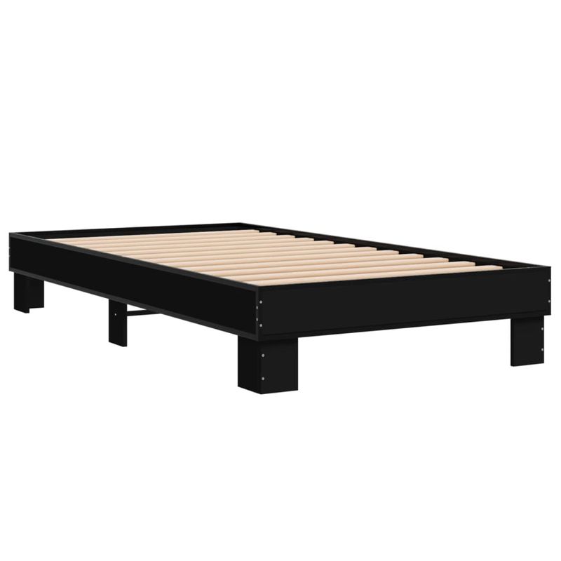 Casa si Gradina - Mobilier - Paturi si accesorii - Paturi - Cadru de pat, negru, 75x190 cm, lemn prelucrat si metal - Infinity.ro