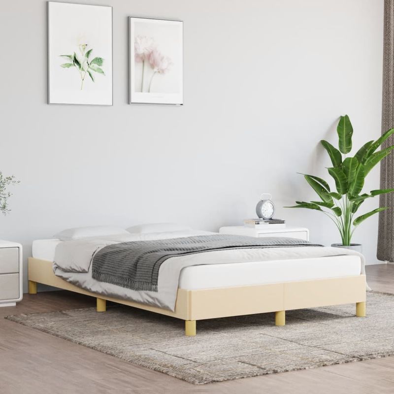 Casa si Gradina - Mobilier - Paturi si accesorii - Paturi - Cadru de pat, crem, 120x190 cm, material textil - Infinity.ro