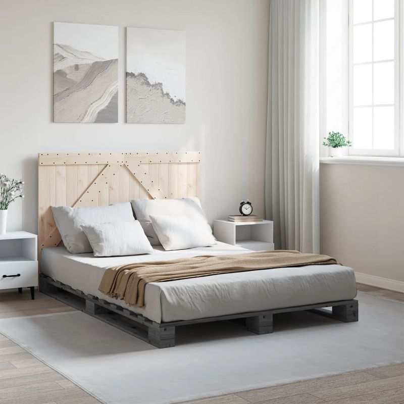 Casa si Gradina - Mobilier - Paturi si accesorii - Paturi - Cadru de pat cu tablie, 160x200 cm, lemn masiv de pin, model with triangle headboard - Infinity.ro