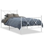 Casa si Gradina - Mobilier - Paturi si accesorii - Paturi - Cadru de pat metalic cu tablie de cap/picioare, alb, 90x200 cm - Infinity.ro