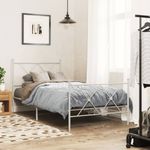 Casa si Gradina - Mobilier - Paturi si accesorii - Paturi - Cadru de pat metalic cu tablie de cap/picioare, alb, 90x200 cm - Infinity.ro