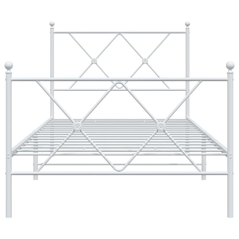 Casa si Gradina - Mobilier - Paturi si accesorii - Paturi - Cadru de pat metalic cu tablie de cap/picioare, alb, 90x200 cm - Infinity.ro