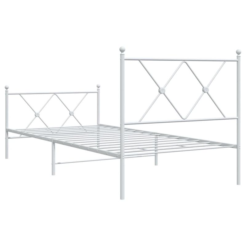 Casa si Gradina - Mobilier - Paturi si accesorii - Paturi - Cadru de pat metalic cu tablie de cap/picioare, alb, 90x200 cm - Infinity.ro